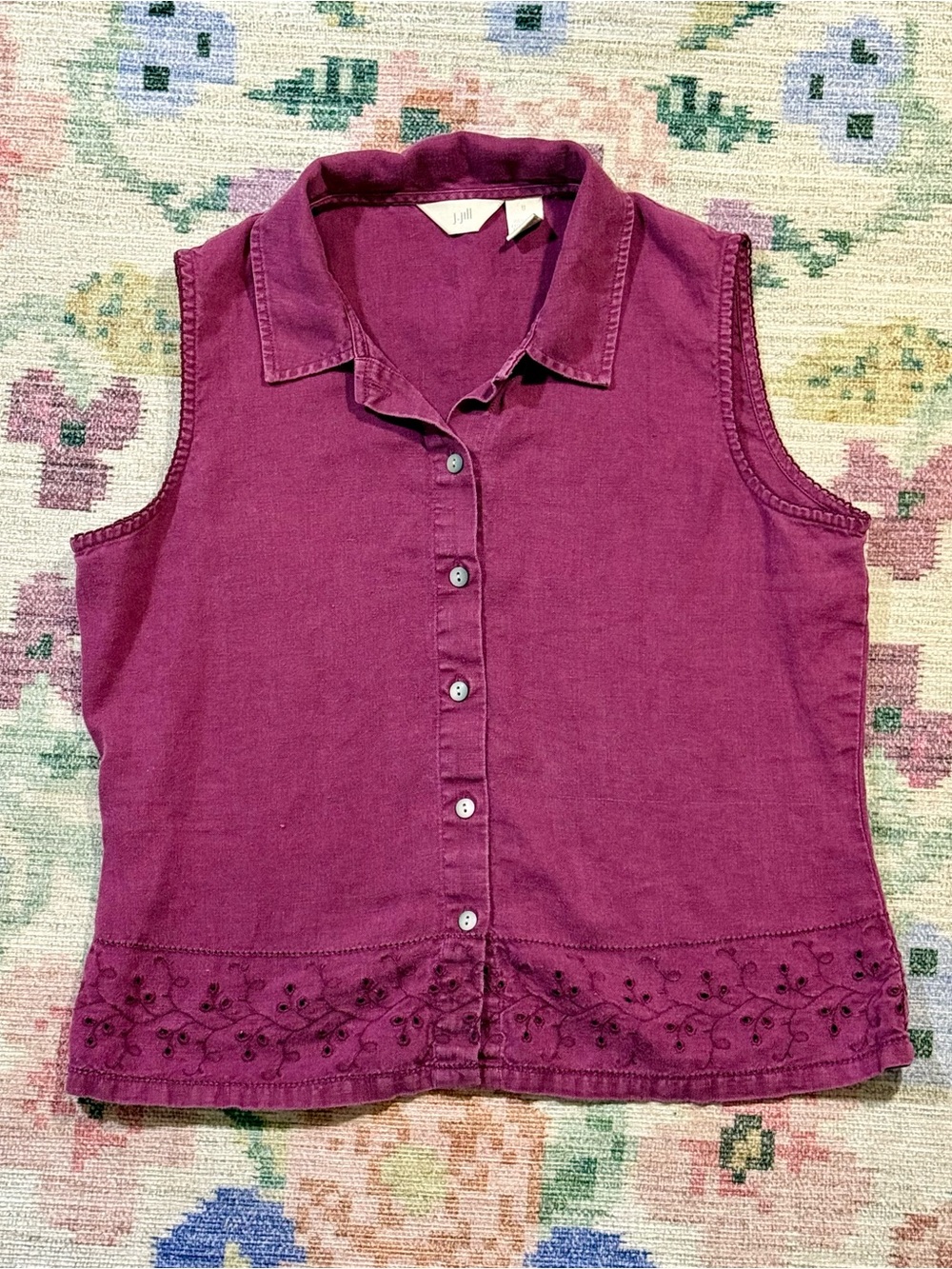 J. Jill 100% linen Button Sleeveless Blouse Tank Top
